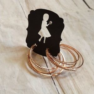Rose Gold Rhinestone Hoop Earrings